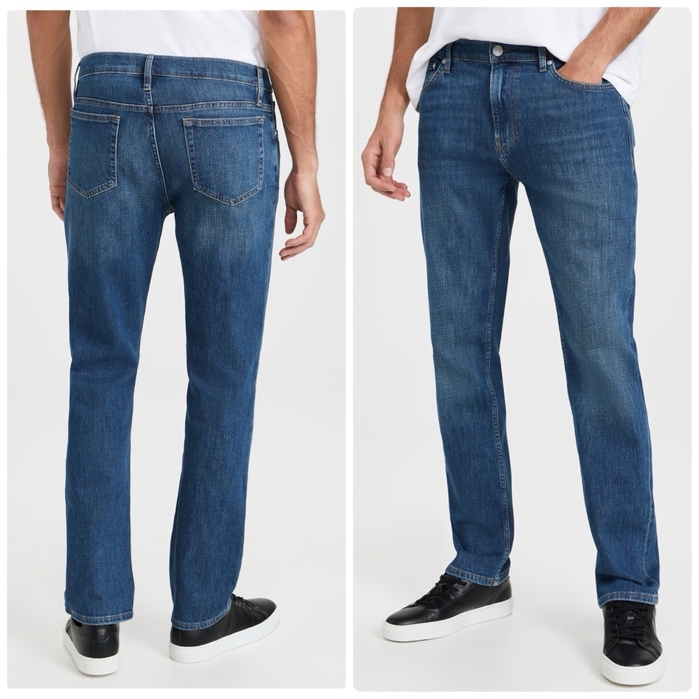 Frame Men's Jeans Size 33x32 Modern Straight Cotton Blend Blue Medium Wash *FLAW